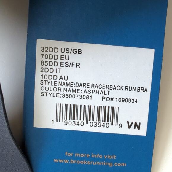 Brooks Dare Racerback Womens 32DD Run Bra High Impact Running Workout Supportive - Picture 3 of 6